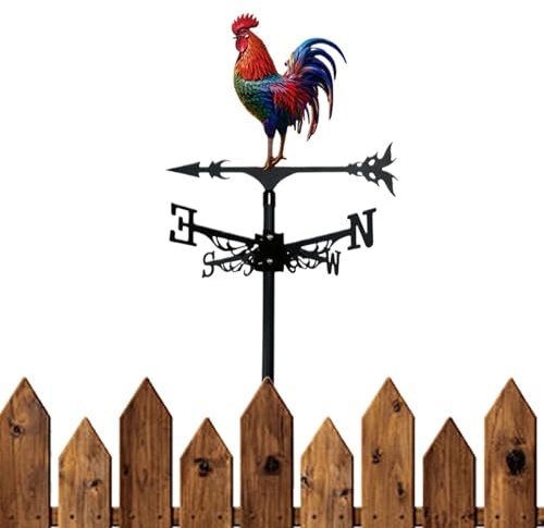 Windfahne – Gartendekoration aus Eisen in Form eines Hahns, Wetterfahnen auf dem Dach – ideal zum Dekorieren Ihres Bauernhauses, Ihres Gartens, Ihres Hinterhofs, Ihrer Terrasse, Rasen, Balkon