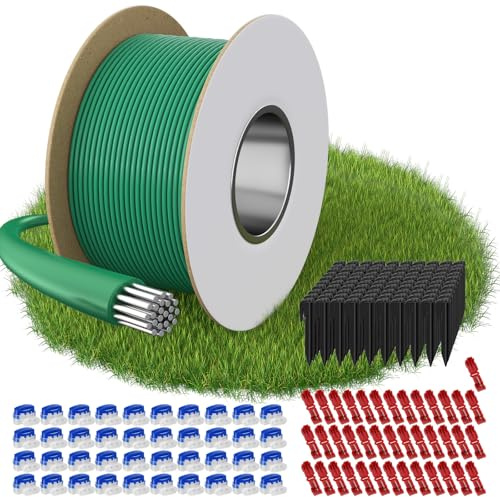 200M Câble Robot Tondeuse + 100 Piquets + 40 Connecteurs + 40 Bornes, Kit Complet Fil Périphérique Compatible avec Gardena, Bosch, Husqvarna, Worx, Honda, Robomow