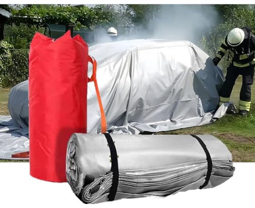 YNBSHGAA Emergency Fire Blanket, Large Fiberglass Flame Retardant for Car Accidents, Fire Suppression for Electric and Fuel Vehicles,Grey-3x4m/9.9x13.13ft