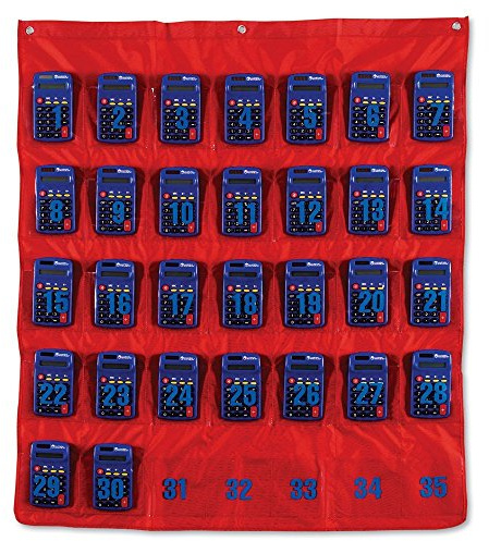 Learning Resources Multi-Use Storage Pocket Chart, Red | Phone Caddy for Classroom, Cell Phone Pocket Chart, Wall Hanging Organizer with Pockets, Classroom Organization and Storage