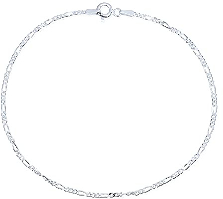 Bling Jewelry Sterling Silver 50 Gauge Figaro Chain Anklet Bracelet Italy 9 Inches