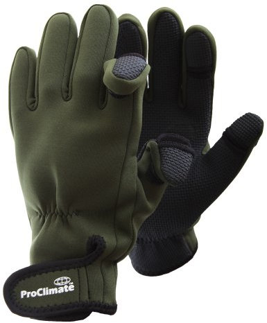 Mens Neoprene Fishing Gloves (Lightweight Waterproof) (M/L) (Green)