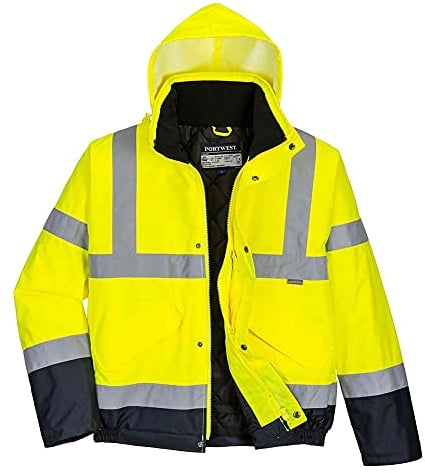 Portwest Hi-Vis Two Tone Bomber Jacket, Size: S, Colour: Yellow/Navy, S266YNRS