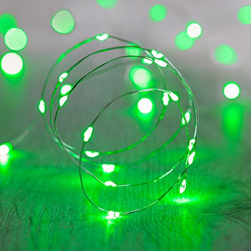 Lights4fun 3x 20er LED Draht Micro Lichterkette grün Batteriebetrieb