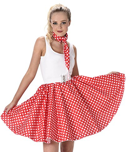 Déguisement années 50 rouge à pois femme Jadeo