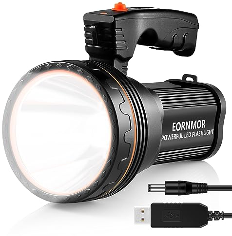 Ambertech Torcia a Del Ricaricabile da 7000 Lumen Super Brillante con Bordi affilati per evitare bestie Unisex-Youth, Black, 1