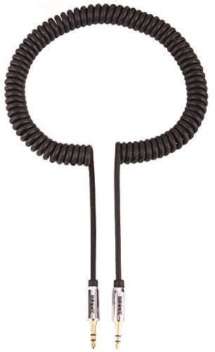 Duronic 24k Plated Spiral Cable 3.5 mm Jack to 3.5 mm Cable for iPod/iPhone 3G / 3GS / 4G, MP3 Readers, Black 2m (2 Metre)