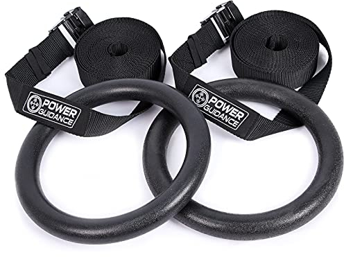 POWER GUIDANCE Turnringe aus mit verstellbaren Schnallenriemen, gymnastikringe für Home Gym, Outdoor Training, Cross Fitness Klimmzüge & Krafttraining (ABS Gymnastic Rings-Small 28mm)