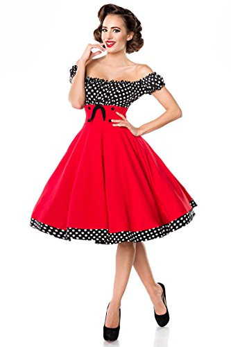 Belsira Schulterfreies Swing-Kleid Frauen Mittellanges Kleid schwarz/wei?