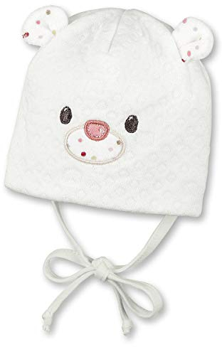 Sterntaler - Baby Mädchen Mütze gefüttert zum binden Bärchen, natur - 4401715 - 35natur