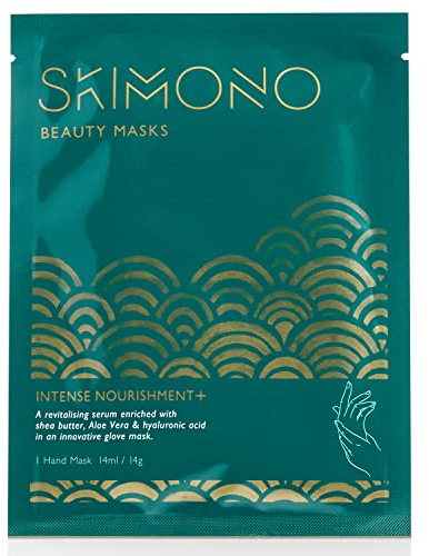 Skimono Hydrating Hand Mask Gloves (1 Pair) Moisturising Gloves for Dry Hands with Serum Infused Shea Butter, Collagen & Hyaluronic Acid