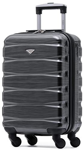 Flight Knight Handgepack Trolley Koffer Kompatibel Mit Air Berlin, Lufthansa, Eurowings, easyJet, Ryanair Und Viele Mehr! Gepack Koffer Mit 4 Rollen. 55x35x20cm ABS Leichtgewicht Reisekoffer