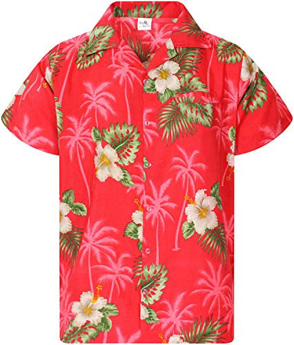 King Kameha Funky-Chemise-Hawaienne, Manche-Courte, Small-Flower, Rose, S