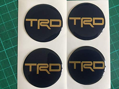 SCOOBY DESIGNS Toyota TRD Alufelgen-Aufkleber X4 SUPRA MR2 Celica Blau & Gold Motorsport (45 mm)