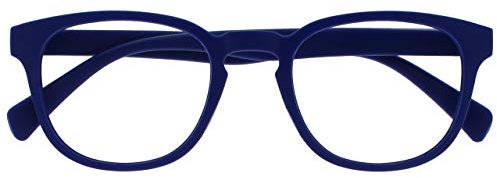 OPULIZE Pop Reading Glasses Fun Round Matt Frame Mid Blue Spring Hinges Scratch Resistant Mens Womens R2-3 +2.50