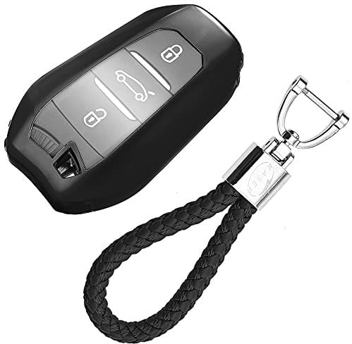 KASER Coque Clé en Silicone Compatible pour Peugeot Citroen 3008 5008 Citroen DS Cover Housse Porte-clé TPU Protection Télécommande Keyless (Noir)