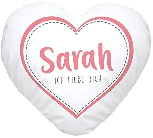 SpecialMe® Herzkissen personalisiert Geschenk Liebe Liebeserklärung ich Liebe Dich und Wunschname für Sie weiß-rosa Herz-Kissen