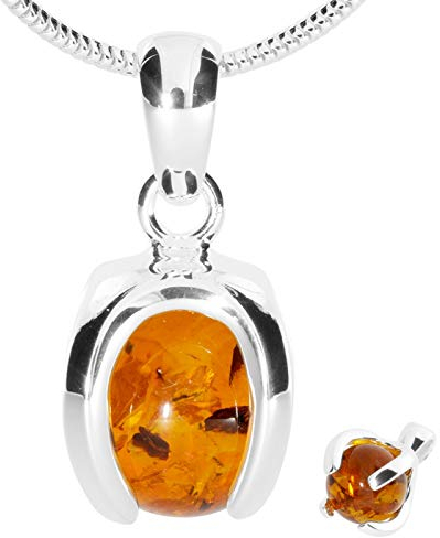 Kette mit Anhänger - Ute 10 mm - Silber 925/000 - Bernstein