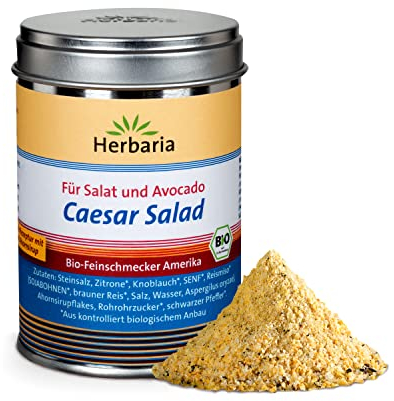 Herbaria Caesar Salad bio 120g M-Dose - fertige Bio-Gewürzmischung - Salatgewürz für Caesar Salad - mit erlesenen Zutaten - in nachhaltiger Aromaschutz-Dose