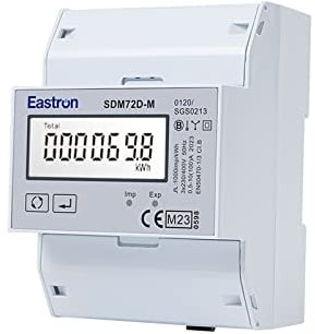 EASTRON SDM72D-M-2-MID Misuratore di consumo di energia elettrica - Modbus RS485 RTU, 1 o 3 fasi - rete 100 A kWh, multifunzione Din Rail Smart Meter Monitoraggio dell'energia, con display LCD touch