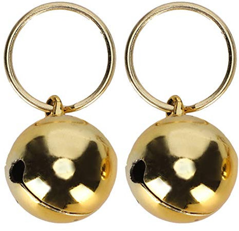 Faceuer Campanelli Rotondi per Animali Domestici, robusti campanelli in Rame Resistenti alla corrosione cromati con Portachiavi per Esterno per Cani(Gold)