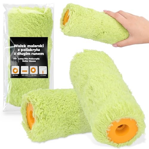 Rouleau de Peinture 18 cm Rechange Rouleau Polyacrylique Longs Poils Peindre Vernis Meubles Murs Rénovation Accessoires Robuste Robuste Intérieur et Extérieur