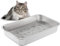 Yangbaga Caja de arena de acero inoxidable para gatos y conejos, bandeja de arena para control de olores, antiadherente, fácil de limpiar, nunca se dobla, lados altos a prueba de óxido, patas de goma