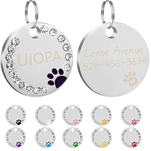 Uiopa 2 Stück Hundemarke mit Gravur, Adressanhänger Hund Hundemarke Personalisiert Haustier ID Tag mit Schlüsselringe, Hundeanhänger mit Gravur für Kleine und Mittelgroße Hunde/Katzen (Schwarz)