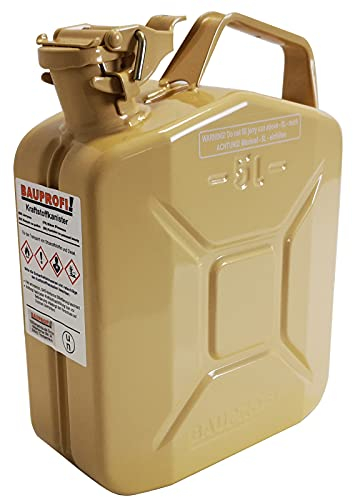 BAUPROFI 5 Liter Stahlblechkanister GGVS mit Sicherungsstift BEIGE Benzinkanister