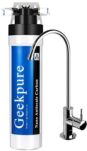 Geekpure Sistema de Filtración de Agua Bajo Fregadero de Alta Capacidad - Inhibición de Incrustaciones - Filtro de Carbón Anticalcáreo