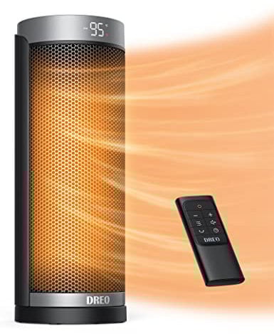 Dreo 16 Inch Space Heater, 1800W Silent Ceramic Electric Heater Low Energy, 3-Mode 3-Speed, Overheating & Tip-Over Protection, 12H Timer, 70° Oscillation, for Home, Silver