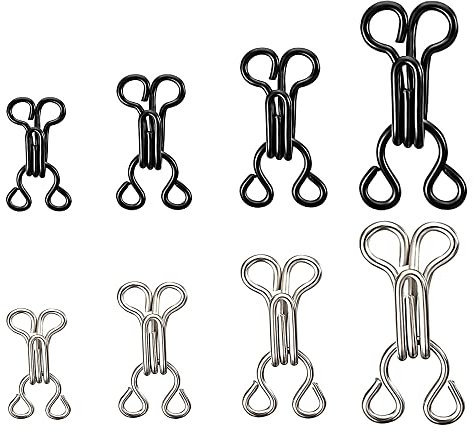 24 Pairs Bra Sewing Hooks and Eyes Closure Sets 4 Sizes Metal Fastenings replacement Clasps Fasteners for straps clothes skirts coats trousers clothing repair (3 Size 15mm Silver)