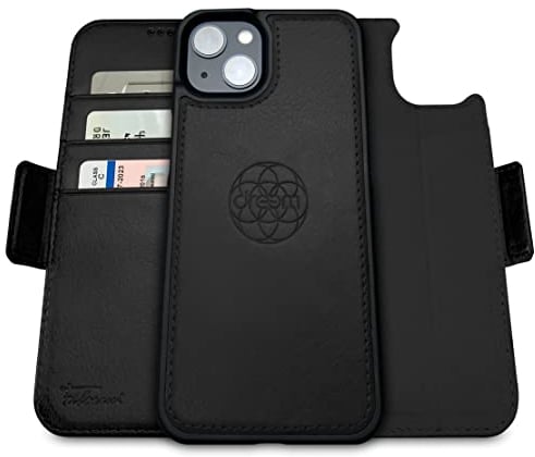 dreem Fibonacci Coque iPhone 14 Magnetique Antichoc | Etui Portefeuille 2-en-1 avec Stand Amovible 2 Positions | TPU Vegan Fin| Protection RFID | Noir