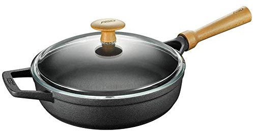 Frying Pan Saucepan Skillet Pan 26CM Raw Cast Iron Classic Nonstick Saucepan with Cover Non-Slip Handle Dishwasher Safe Frying Pan