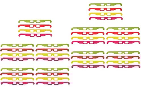 KOMBIUDA 40pcs Glasses Set Cardboard Frame for Movies and Games Lightweight Anaglyph Viewing Glasses Red Yellow Green and for