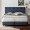 Boxspringbett Chester 160x200 Webstoff, Barock, ohne Visco-Topper, Chesterfield, Hotelbett, ohne Bettkasten, 7 Zonen Taschenfederkern-Matratze, Aufbau KOSTENLOS (Marine, 160x200 cm ohne Topper)