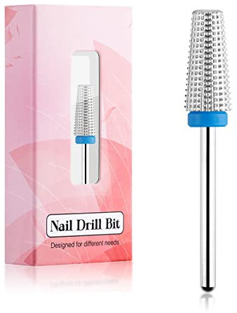 BNG 5 in 1 Carbide Nail Drill Bit Fast Remove Acrylic Nails Professional 3/32 Nail Drill Tungsten Steel Bits Manicure Pedicure Professional Salon Tool(Medium, Silver)
