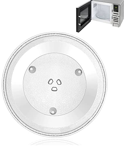 HIUOUIH Plateau Tournant Micro Onde Verre Micro-Ondes Universel avec 3 Fixations Convient pour Remplacer les Assiette Endommagées Dans le four à Micro-Onde… (27cm)