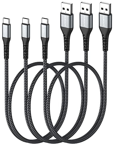 SUNGUY USB C Kabel, 3 Pack 0.5M USB auf USB C Kabel für Samsung Galaxy S20, Note 10 Google Pixel 7 pro, HUAWEI P30,iPhone 16/15 Pro Max-Grau
