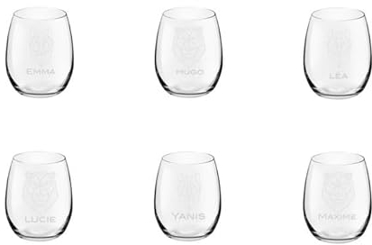 Verre personnalisable 39cl (Lot de 6) Mabouteille.fr® - Style verre whisky personnalisé gravure laser avec logo, citation, surnom, date… [ Verre personnalisé avec prénom ]