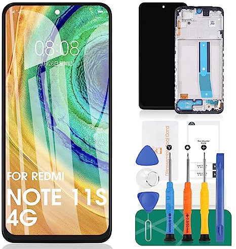 SRJTEK Repuesto de Pantalla para Xiaomi Redmi Note 11S 4G para Redmi Note 11S 4G Pantalla LCD para Redmi Note 11S 4G Pantalla táctil digitalizador Montaje RMX3231 Kits de reparación (Negro)