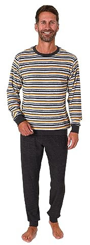 Normann Herren Langarm Frottee Schlafanzug Pyjama mit Bündchen - auch in Übergrößen, Farbe:orange, Größe:60