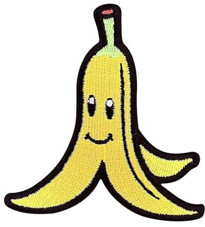 Urbanski Patch Lustige Banane mit Gesicht zum Aufbügeln 7,3 x 6,5 cm | Aufnäher Applikation Bügelbild