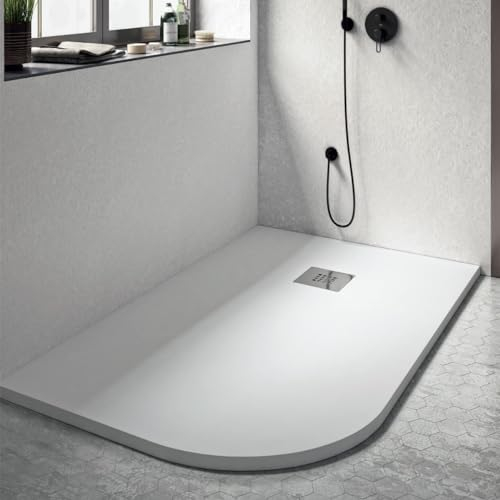 Piatto Doccia Stondato Rettangolare Bianco 70X90 90X70 RAGGIO 38-90x70, Destro