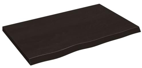 vidaXL Waschtischplatte, Multifunktional Arbeitsplatte mit Naturkante, Waschtischkonsole Tischplatte für Badezimmer, Holzplatte Platte, Dunkelbraun 80x50x(2-4) cm Massivholz Behandelt
