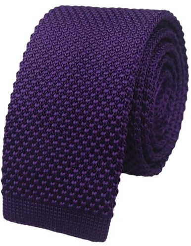Vinesen Cravatta da uomo tinta unita strutturata a maglia skinny cravatta intelligente fondo piatto