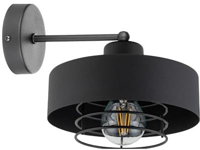 KAR LIGHTING Wandleuchte 1-flammig aus Metall in Schwarz | E27 Fassung | LED geeignet | Wandlampe für Flur, Schlafzimmer, Wohnzimmer, Küche oder Büro