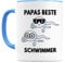 Papas beste Schwimmer Tasse personalisiert Kaffeetasse Vatertagsgeschenk Geschenk für Papa vom Kind Kaffeebecher Vater Geburtstagsgeschenk Vatertagstasse Keramiktasse 330ml (2 Kinder)