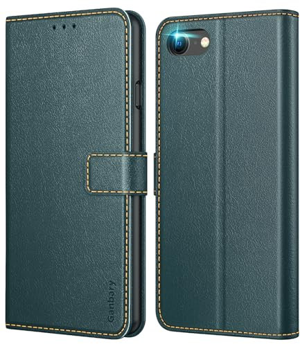 Ganbary Handyhülle für iPhone SE 2022 5G/SE 2020/iPhone 7/iPhone 8 Hülle, Premium Leder Klapphülle [Kartenschlitzen] [Magnetverschluss] [Standfunktion] kompatibel mit iPhone SE3/SE2, Dunkelgrün
