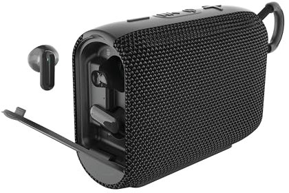 RED5 Black Wireless Bluetooth Earbuds and Rechargeable Speaker Charging Case Set